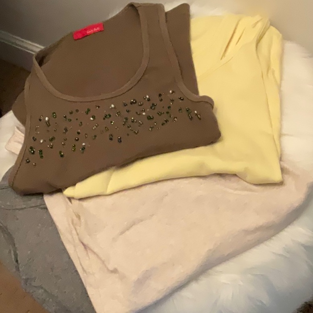 Anthropologie green and yellow tank top bundle size small